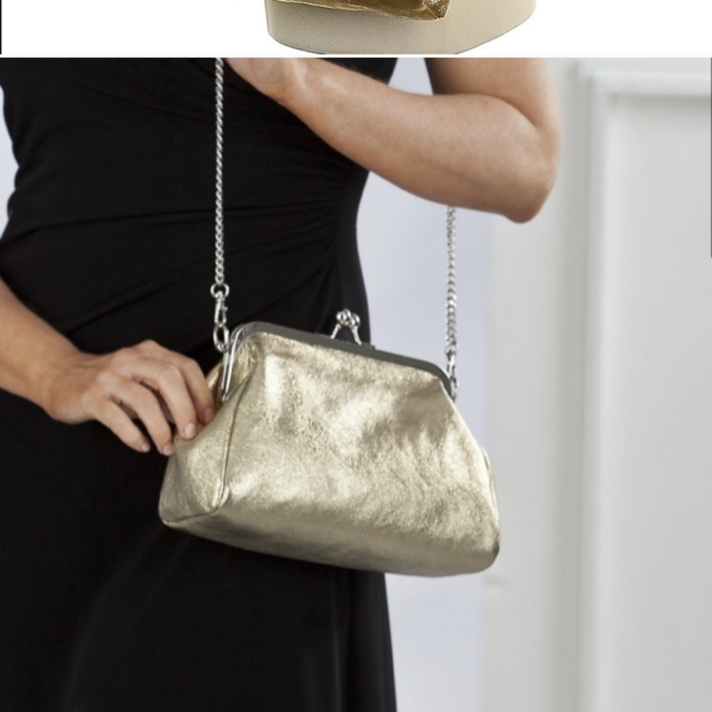 Uno Alla Volta vintage Florentine Gold metallic leather Chain Purse